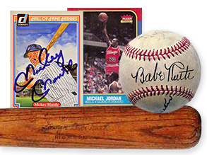autographs and sports collectables